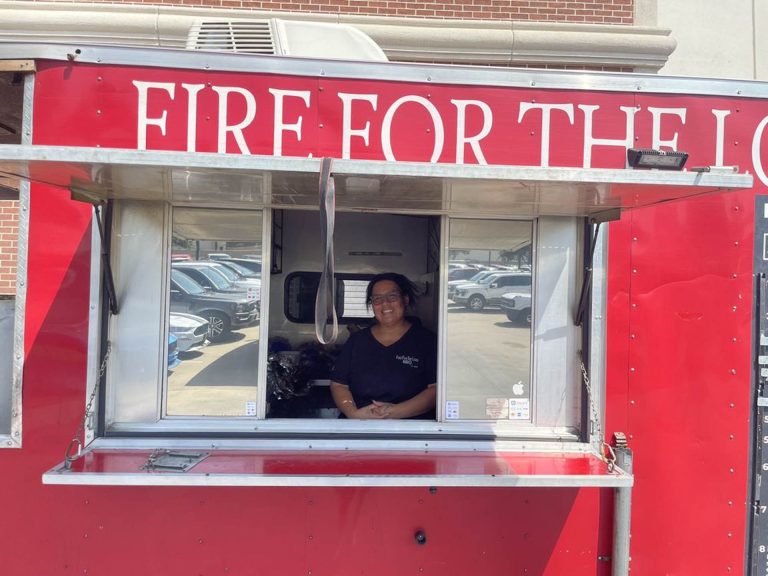 Serving window of the Fire for the Lord BBQ food truck